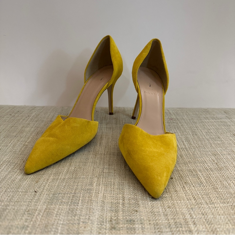 J.Crew Lemon Yellow Suede Heels, Size 9